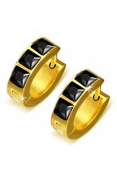 SALE - Auskarai ant cilindrinės spynos su cirkonio kristalais